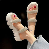 Wedge Sandals Woman Summer 2023 Chunky Platform Women Leather Slippers Thick Sole Gladiator Shoes for Women Flip