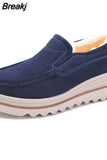 New Autumn Women Roud Toe Sneakers Faux Suede Platform Loafers Slip On Casual Moccasins Ladies Walking Shoes Driving