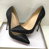 Women Shoes High Heels Women Pumps Stiletto 12CM Heels Sexy Shoes Pointed Toe Black Snake Pattern YG031