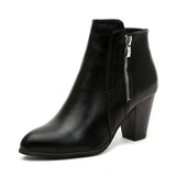 Boots Women's Fashion Coarse Heel Short Boots 43 Large Women's Shoe Size Side Zipper High Heel Boots Women Platform