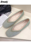 for Woman 2023 Diamond Flats Women's Summer Footwear Flat Square Toe Pink with Crystals Rhinestone Office 39 Beau Today