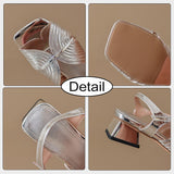 Size 34-43 Women Sandals Genuine Leather Thick Heels Summer Shoes Woman 2023 Gladiator Ankle Strap Chunky
