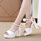 Toe Rhinestone Platform Shoes Ladies 2021 Summer Elegant Office Party High Heels Gladiator Sandals Plus Size