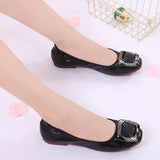 size 41 Women Soft leather Flats Fashion Woman Loafers Square Toe Buckle Ballerina Casual single Shoes Women Zapatos