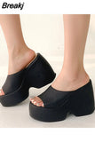 New KarinLuna Dropship 2023 Summer Chunky Heel Platfrom Women Slipper Mules Sandals Comfy Leisure Woman Shoes
