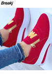 Women Sports Shoes Side Zipper Platform Sneakers Pu Leather Fashion Lady Footwear M Vulcanized Comfot Tennis Female