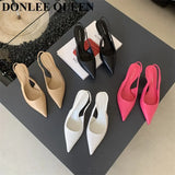 Fashion Spring Slingback Sandals Women Half Wrap Pointy Toe Designer High Heel Shoe Elegant Shallow Pumps Party Dress
