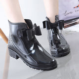 Fashion Women Rain Boots Fashion Non-Slip Women's Water Shoes Flat Bottom Women Velvet Short Tube Warm
