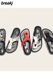 2023 New Summer Unisex Beach Cork Flip Flops Women Slippers Casual Quick Drying Men Buckle PU Leather Slides