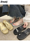 Shoes Slippers Heels On A Wedge Platform Jelly Slides Med Fashion 2023 High Summer Transparent Soft Flat Luxury Rome