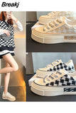 Autumn New Women's Flat Sneakers Plaid Women's Platform Casual Breathable Shoes Lace Up Vulcanized Shoes Tenis