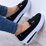 Women's Shoes Summer 2023 New Lace-up Platform Casual Sneakers Plus Size 43 Comfort Non Slip Flat Loafers Women Vulcanize
