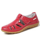BEYARNEWomen Gladiator Sandals Shoes GenuineLeather Hollowout Flat Sandals Ladies Casual Softbottom Summer