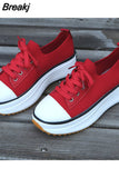 2023 Women's Sports Shoes Medium Heel Platform Casual Women Fashion Sneakers Spring Lace-up Outdoor White Walking