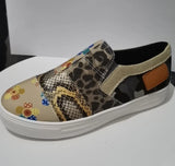 Women Casual Shoes Loafers Snake Printing Ladies Canvas Patchwork Platform Autumn Sneakers for
