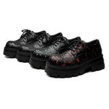 Breakj 2023 New Men's Leather British Platform Casual Derby Shoes Full Wear Crack Low Top