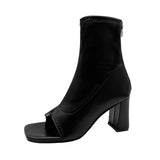 Women's Shoes Summer New Open Toe Sandals Fashion Clip Toe Smoke Tube Boots Flat High Heels Short Boots Tide Botas De