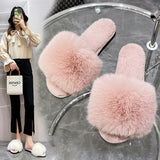Slippers 2025 Long-Haired Slippers Women Wear Hairy Slippers Flat-Bottomed Autumn And