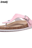New Beach Cork Flip Flops Slippers 2023 Casual Summer Women Mixed Color Print Unisex Slip on Slides