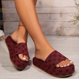 Bottom Slippers Women Wear 2025 New Water-Washing Letter Embroidery One-Word Loose Cake Thick Bottom Thick Bottom Thick Thick Cool