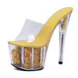 Breakj 2023 Summer New Model Shoes Super High Heels 17CM Thin Heel Waterproof Table Sandal Female Transparent