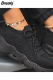 Women Sneakers Casual Shoes Comfortable Mesh Lace-Up Ladies Sport Shoes Wedges Chunky Women's Vulcanized Shoes Females
