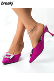 Women Pumps luxury Crystal Slingback High heels Slippers Summer bride Shoes Comfortable Heeled Party Wedding
