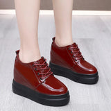 Breakj Height Patent Leather Small Leather Shoes Heel Waterproof Table Single Shoes Spring Autumn Pine Women's Shoes With Deep Mouth Plus Velvet Naked