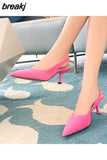 6CM Large Size 44-45 Women Shoes Baotou Sandals Pumps New Summer Pointed Suede High-heeled Thin Heel Bridal Wedding