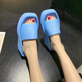 Platform Women Slippers Summer Square Toe Brand Satin Sandals WomenSexy High Heels Shoes Beach Sandals Flip Flops
