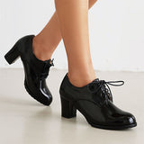 INS Hot Sale Ladies Colorful Lace Up High Heel Round Platform women's Pumps 2022 New Big Size 43 Elegant Comfy