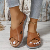 Breakj Summer New Wedge Sandal Cross Strap Beach Sandal Women's Plus Size Women's Shoes