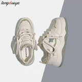 New Casual Canvas Platform Korean Khaki green Women's Sneakers Lolita Sports Shoes Tennis Flat Vulcanize Running