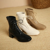 5cm HOT women Ankle boots Leather 35-39 feet length boots for women Round Toe Chelsea boots high heel boots