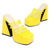 Size 46 High Heels Women's Slippers Slip On PVC Platform Shoes For Woman Summer Dress Elegant Trendy Casual Concise