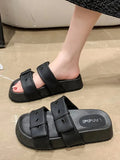 Shoes Woman 2024 Slippers Flat Platform Pantofle Luxury Slides New Rubber Designer Fashion PU Female Shoes Womens Slippers