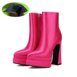 Quality Sexy Satin Women's Ankle Boots High Heels Thickened High Heels Pointed Toe Platform Shoes Shoes for Women Size