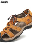 Genuine Leather Men Shoes Casual 2023 Summer Beach Comfortable Sandal Outdoor Big Size Male Sandalias Hiking