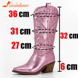 Hot Fashion 2023 Winter Comfy Cowgirl Western Boots Retro Vintage Women Knee High Boots Embroidery Dress Ladies