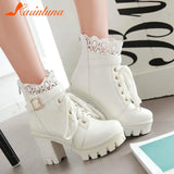 High Heeled Ankle Boots For Women 2023 Korean Style Sweet Ankle Buckle Strap Short Boots Comfy Walking Boots