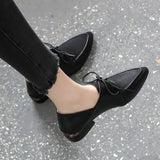 for Woman 2023 Black with Straps Women's Summer Footwear Pointed Toe Normal Leather Casual Formal Low Heel Elegant