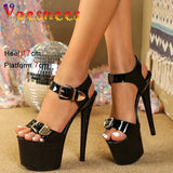 Summer Platform Sandals For Women T-Runway Style High Heels Fashion Buckle Design Stilettos Night Club Pole Dancing