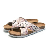 Summer Print Cork Slipper New Fashion Women Casual Beach Slip on Outside Non-slip Slides