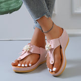Breakj Women's Shoes 2023 Summer Beach Clip Ringtoe Flowers Platform Sandals Large Size