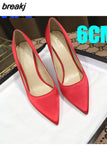 6CM 8CM Fashion New Thin High Heels Shiny Satin Pointed Toe Shallow Mouth Plus Size Wedding Shoes for