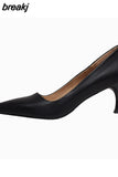 Size 34-39 Women Pumps Real Leather Sexy Pointed Toe High Heels Shoes For Women Solid Thin Heel Office Party