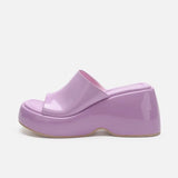 Platform Sandals For Women Wedge Slingback Fashion Metallic Glitter Open Toe Slipper Shoes Summer Casual Slip On