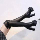 Sexy Suede Long Boots 15cm High Heel Over-the-Knee Boots Fashion Elastic Boots Thin Heel Waterproof Platform Womens