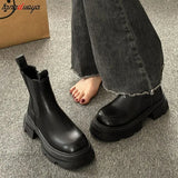 Women Chelsea Boots autumn New Black Mid Ankle Platform Lady Shoes Female All Match Classic Concise Fashion Round Toe Shoes