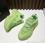 Black Dad Chunky Sneakers Casual Vulcanized Shoes Woman High Platform Sneakers Lace Up White Sneakers Women